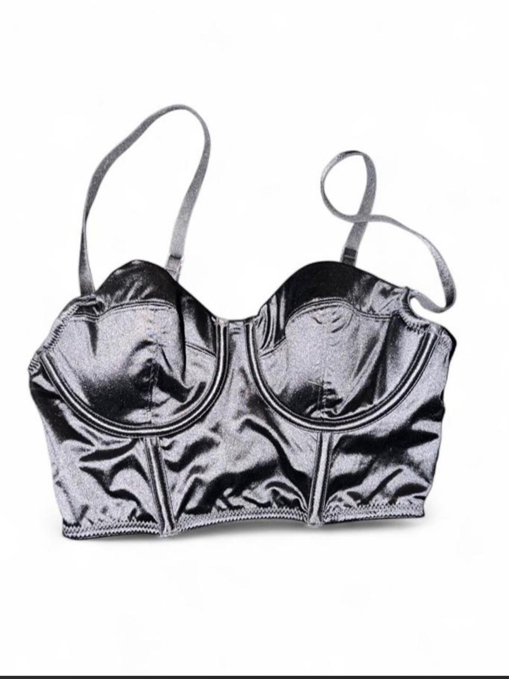 Auden Metallic Silver Longline Bustier Bra